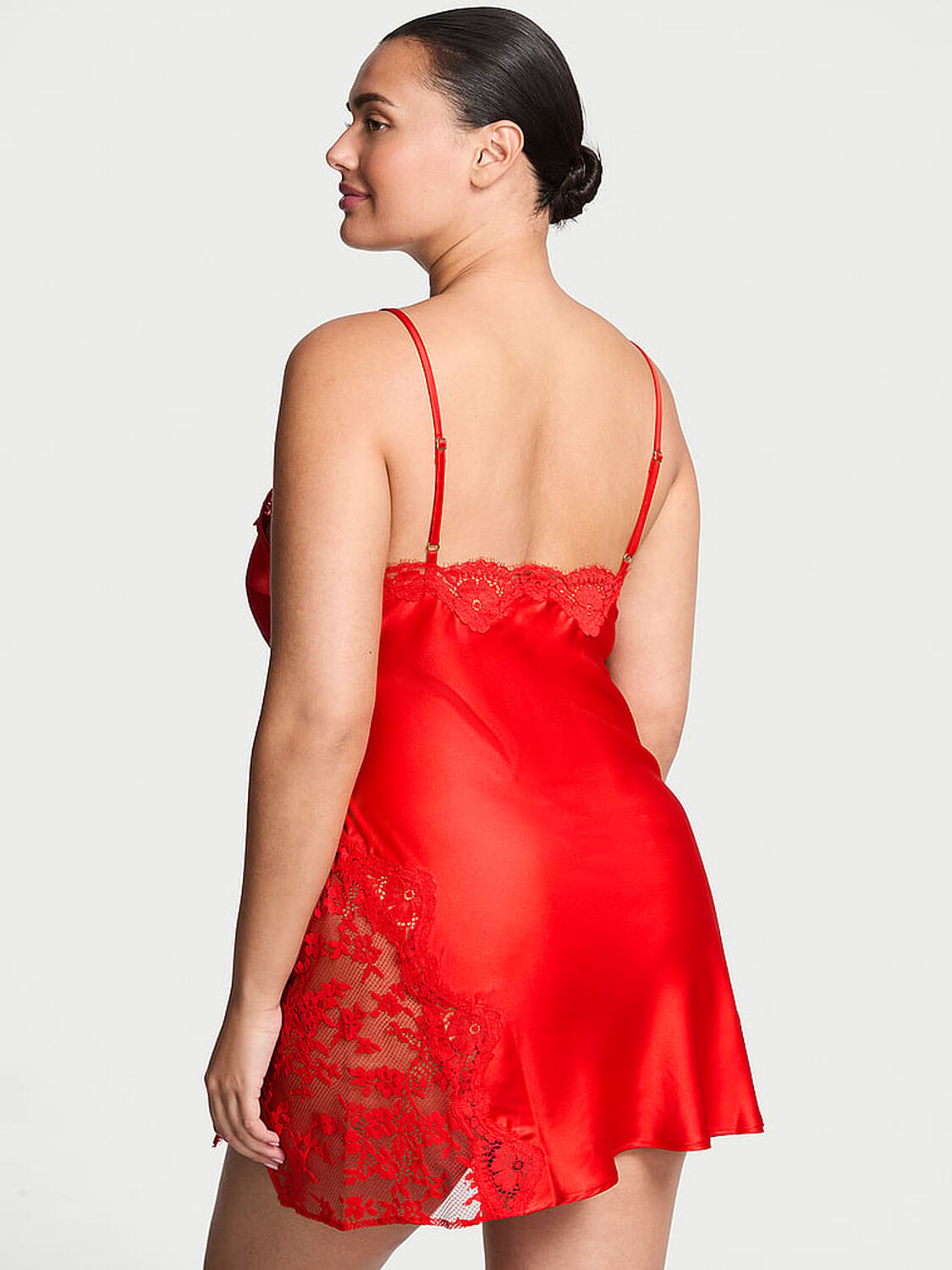 vs Dream Angels Dare to Dream Lace & Satin Slip Bright Vermillion 2 of 2 