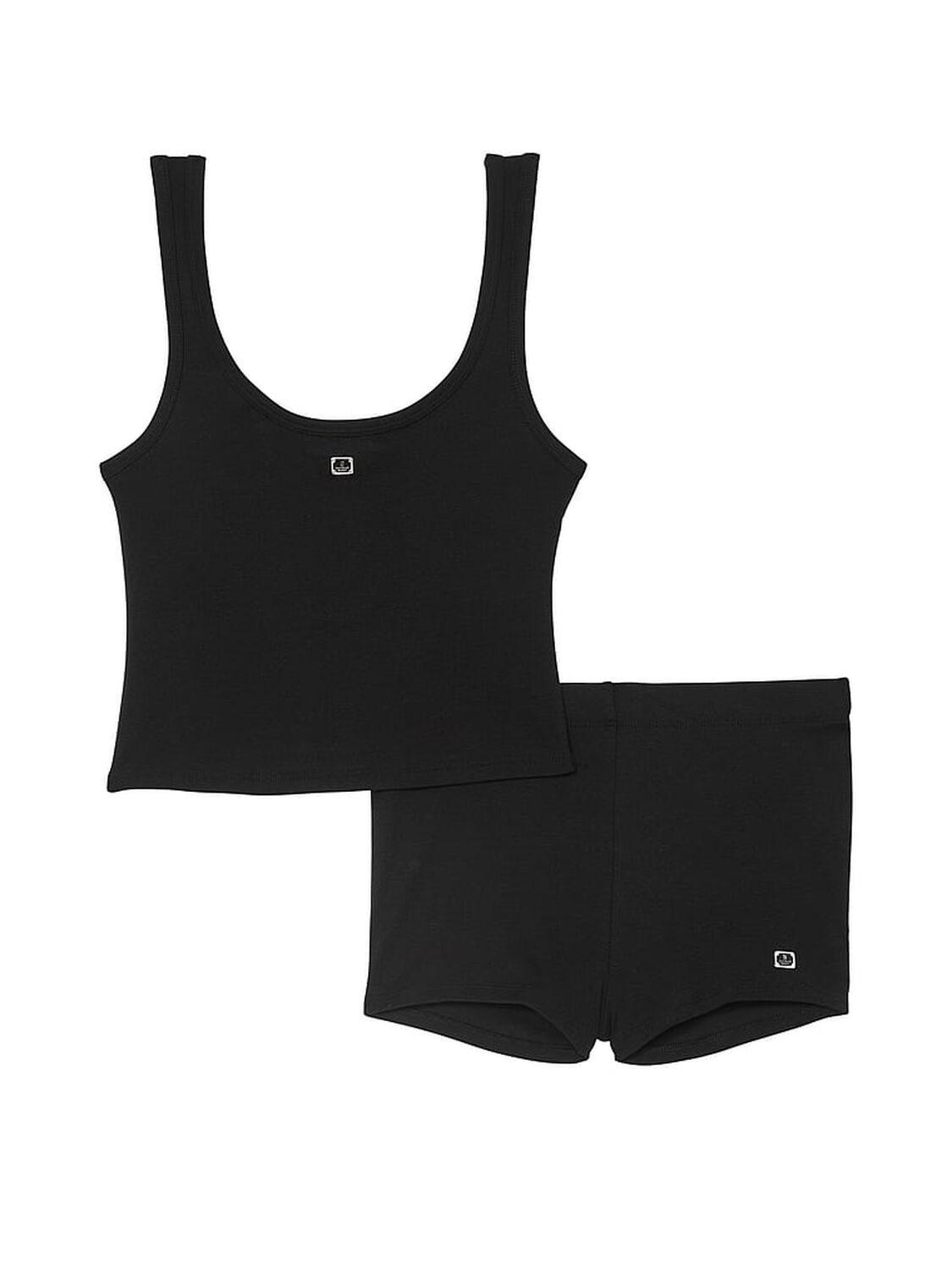 vs Victoria's Secret 100% Cotton Tank Short Pajama Set Black 1 of 2 