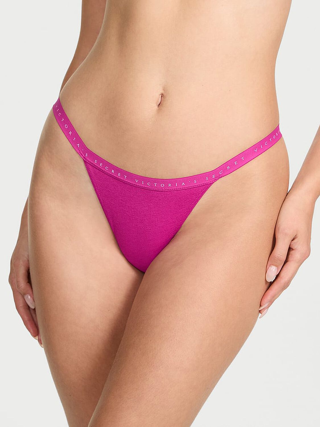 vs Victoria's Secret Stretch Cotton V-String Panty Allure Pink 1 of 3 