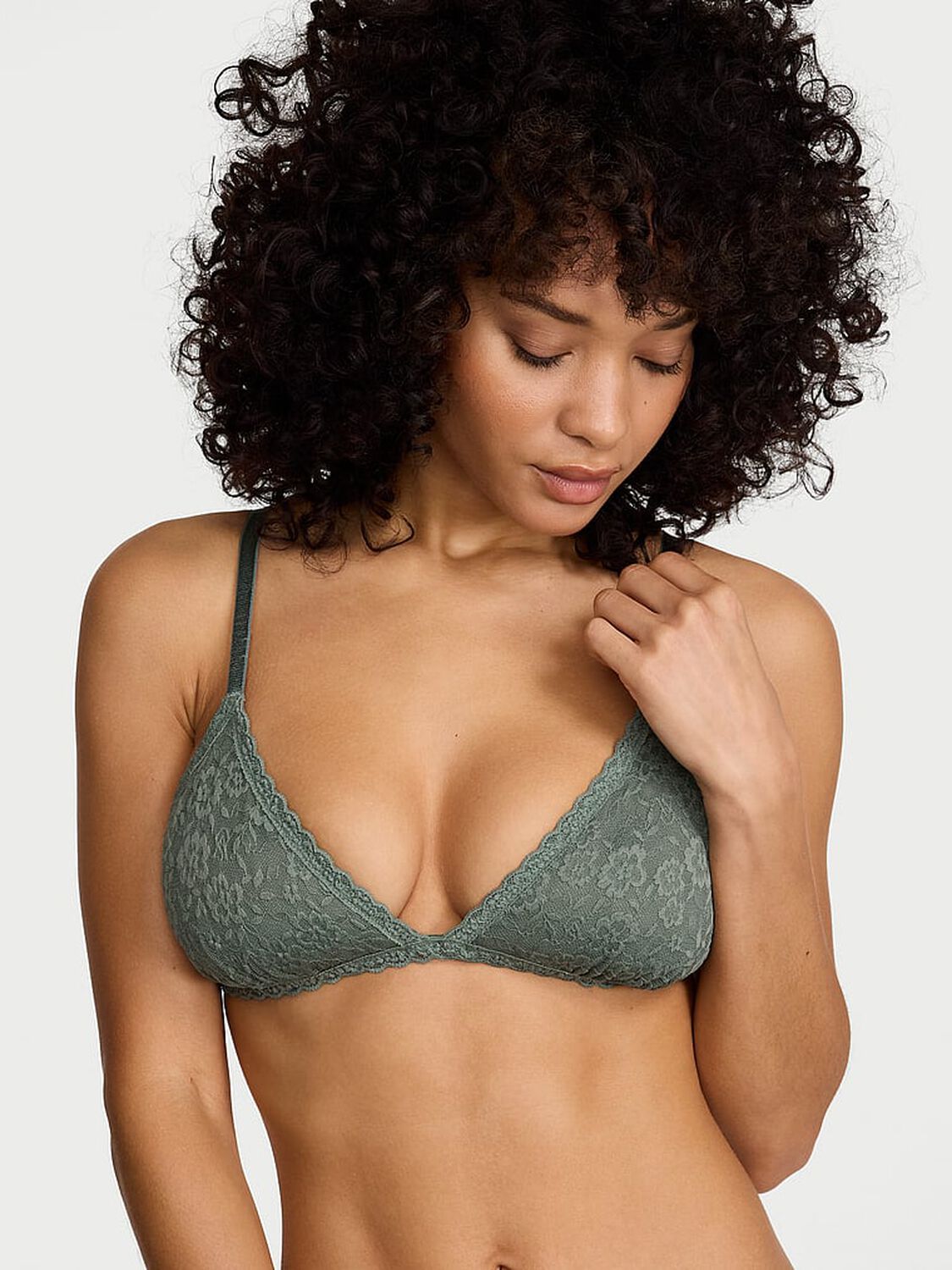 vs Victoria's Secret Lacie Unlined Triangle Bralette Faded Sage 1 of 3 