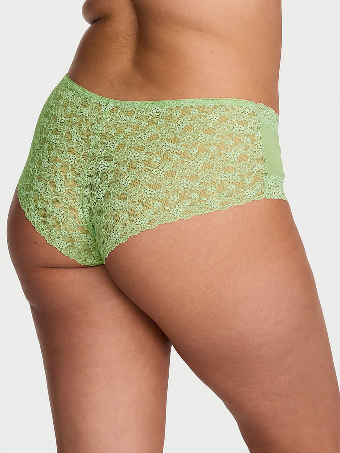 vs Lace Trim Cotton Lace-Trim Cheeky Panty Green Sherbert 2 of 3 