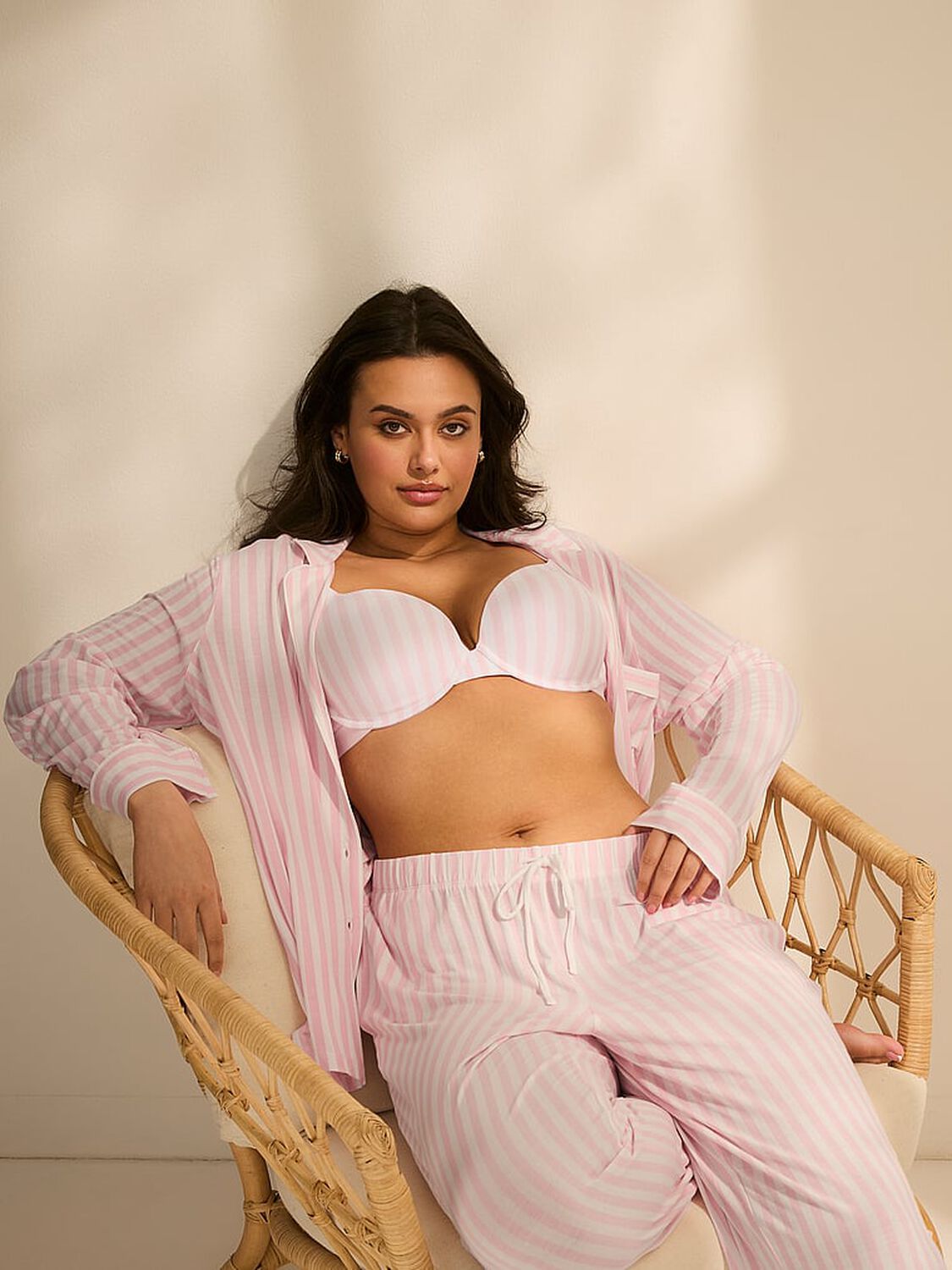 vs Victoria's Secret Modal Soft Long Pajama Set Pretty Blossom Iconic Stripe 2 of 4 