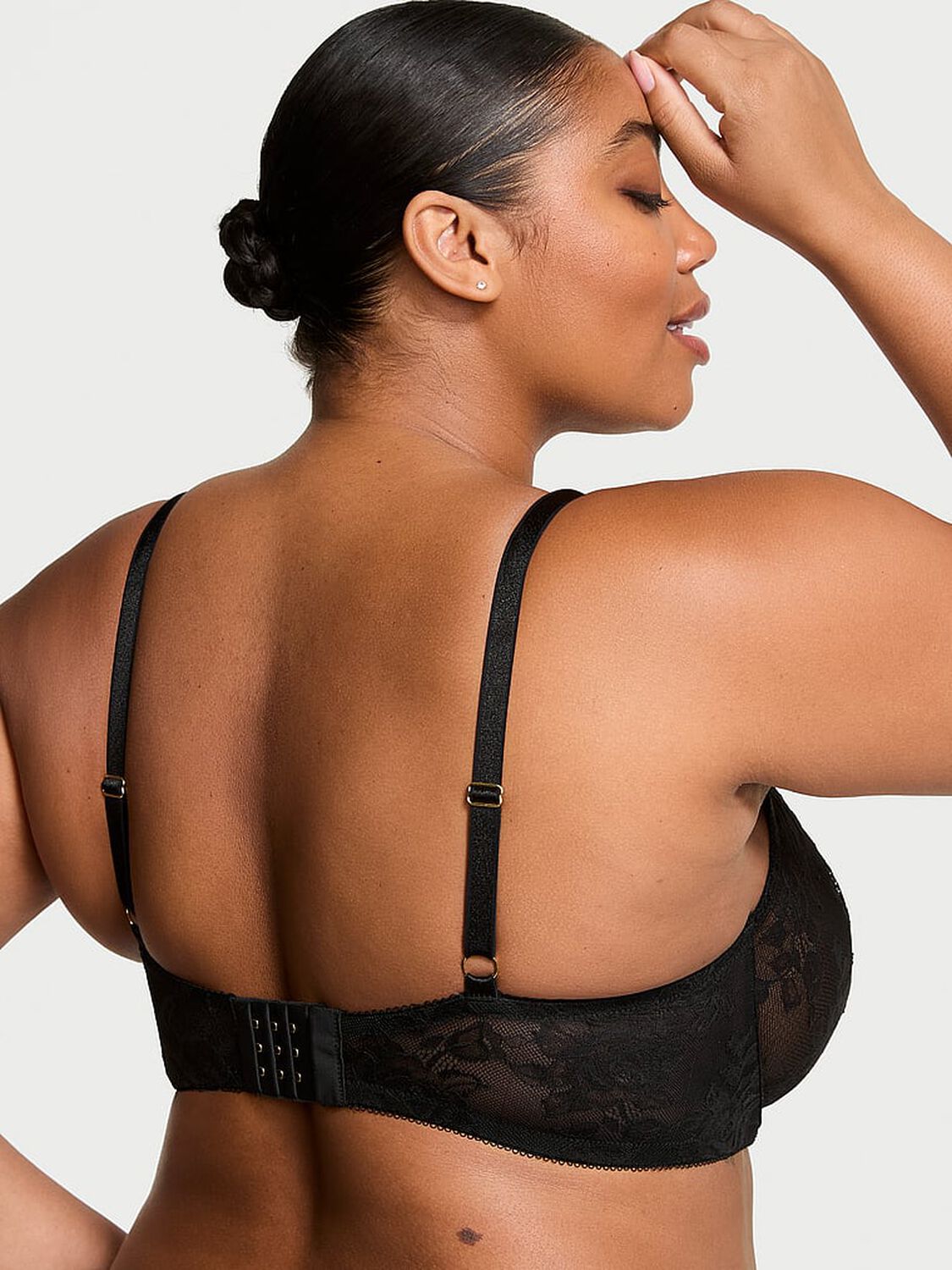 vs Very Sexy Rose Lace Unlined Low-Cut Demi Bra Jet Black 2 of 4 