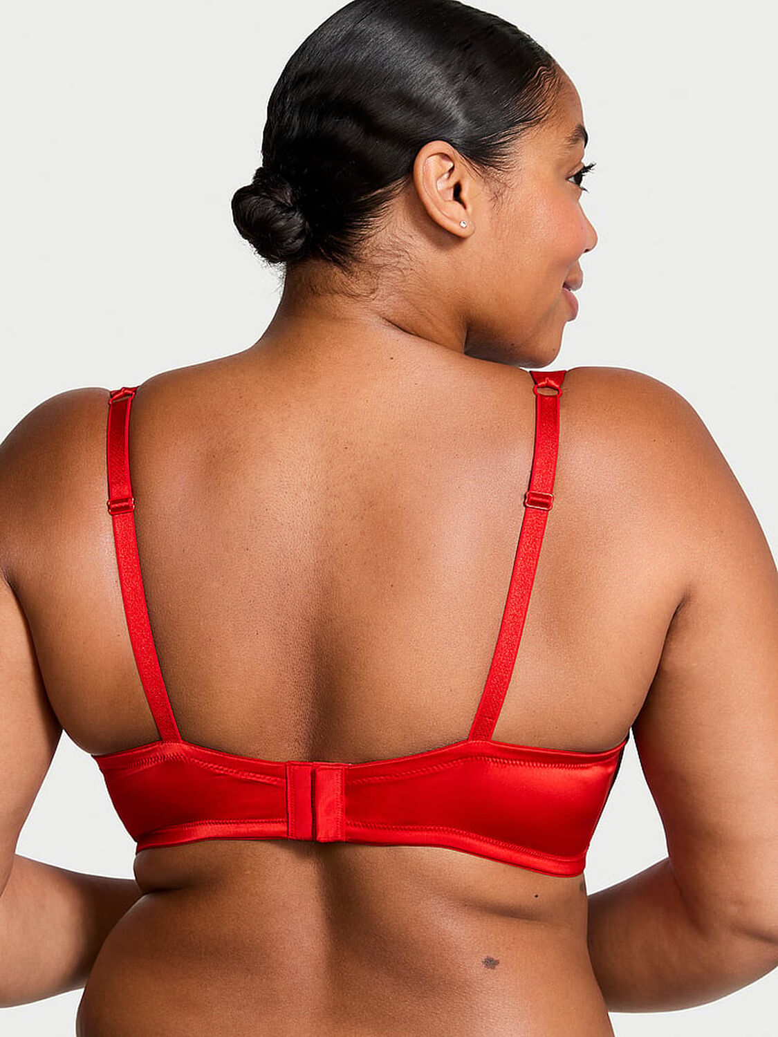 vs Dream Angels Wicked Twinkle Bows Satin Open-Cup Balconette Bra Bright Vermillion 2 of 4 