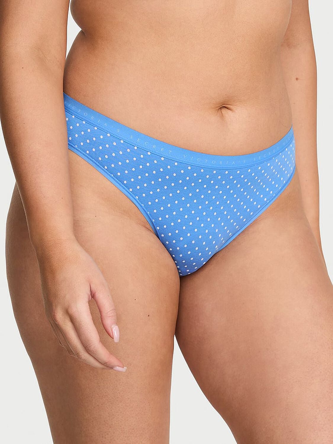 vs Victoria's Secret Stretch Cotton Bikini Panty Blue Jasper Dot 1 of 2 