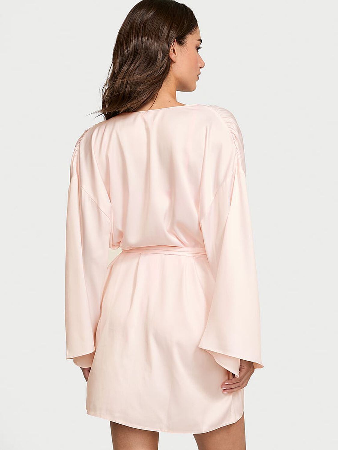 vs Victoria's Secret Peony Satin Short Robe Faint Pink 2 of 3 