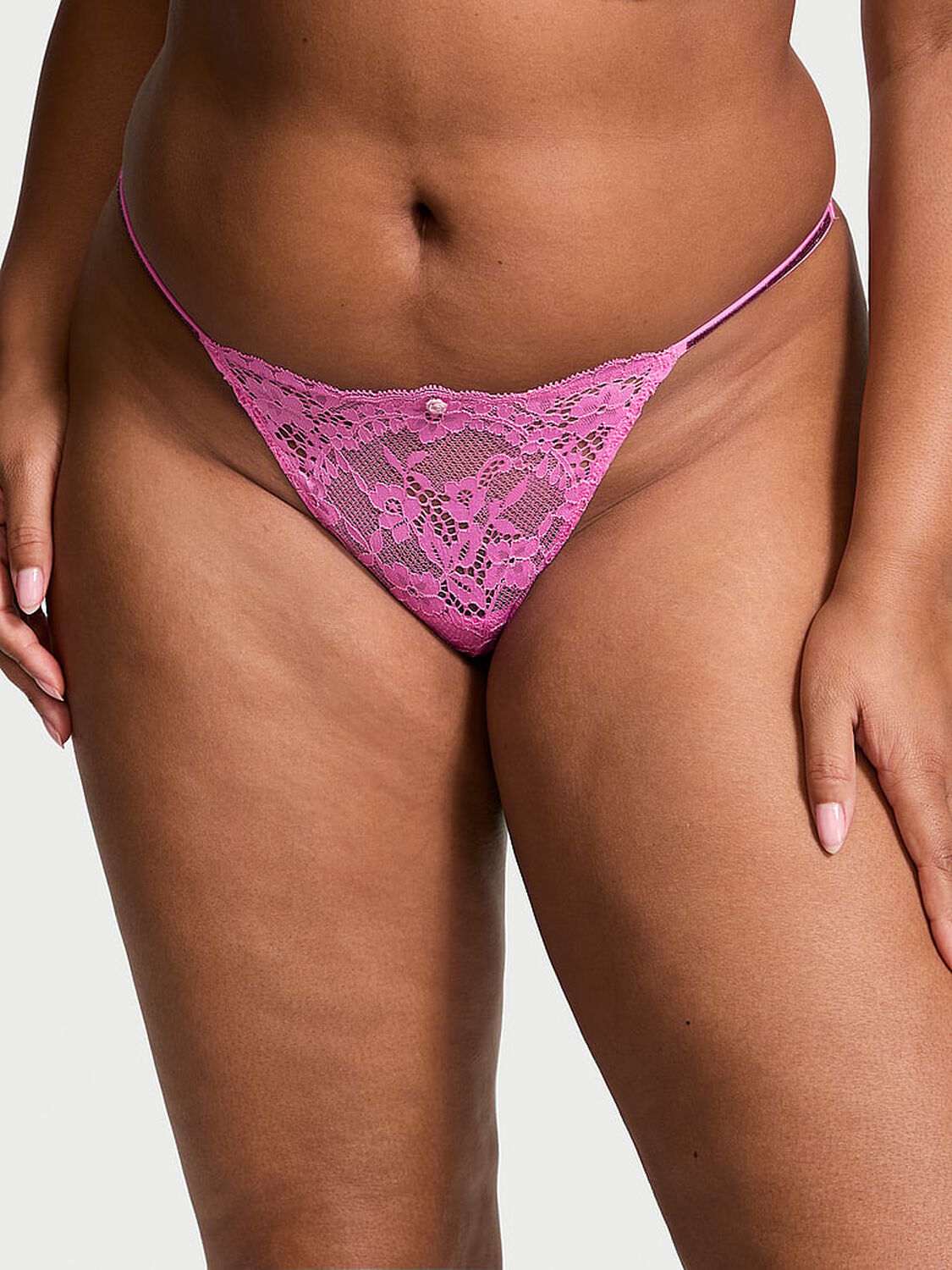 vs Dream Angels Twinkle Strap Lace V-String Panty 1 of 4 