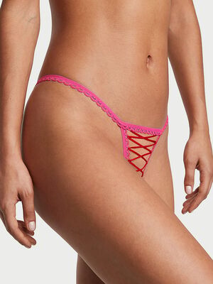 Lace-Up Crotchless Thong Panty