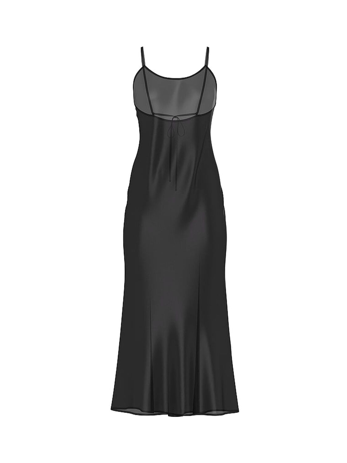 vs Victoria's Secret Luxe Sheer Satin Long Slip Dress Black 3 of 3 