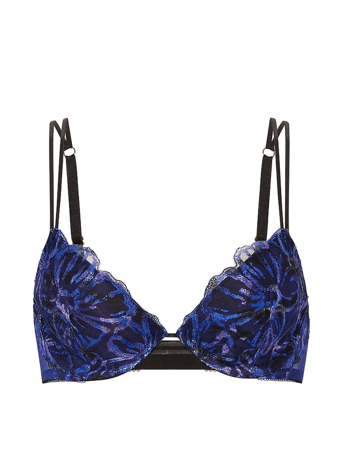 vs Very Sexy Party Floral Sequin Embroidery Lightly Lined Plunge Demi Bra Blue Party Floral 3 of 3 