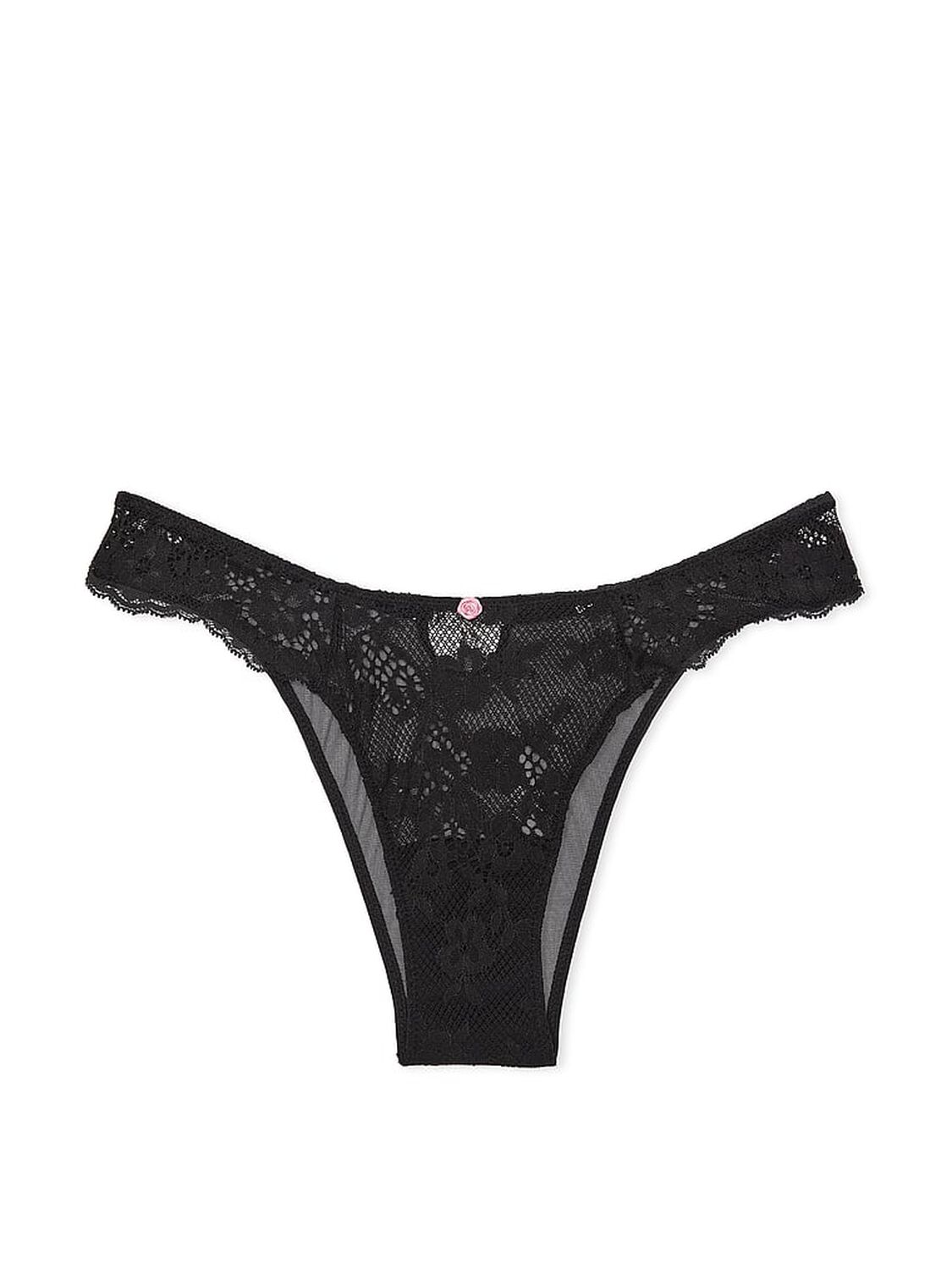 vs Dream Angels Twinkle Bow Lace Brazilian Panty Black 1 of 2 