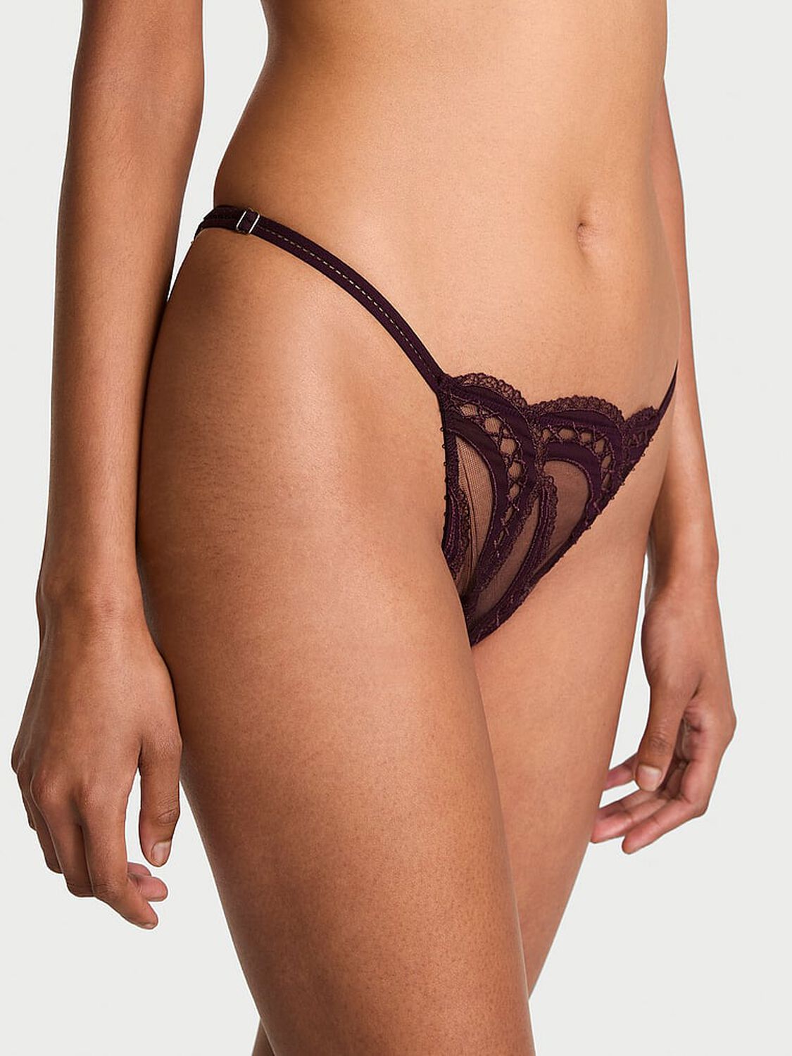 vs Very Sexy Laces Out Embroidery Open-Back Adjustable String Bikini Panty Winter Wine Laces Out 1 of 4 