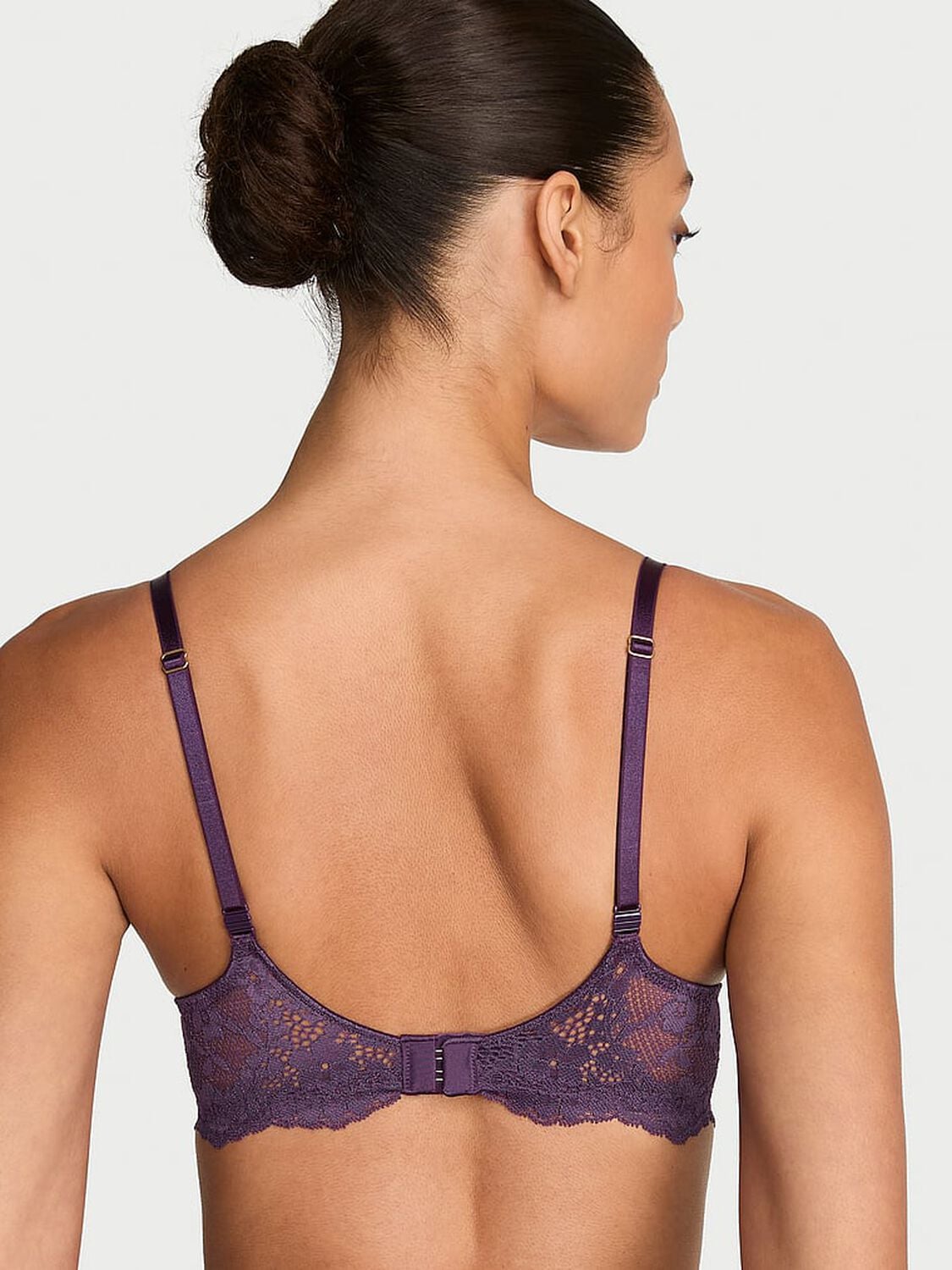 vs Dream Angels Lace Lightly Lined Classic Coverage Demi Bra Shadow Purple 2 of 3 