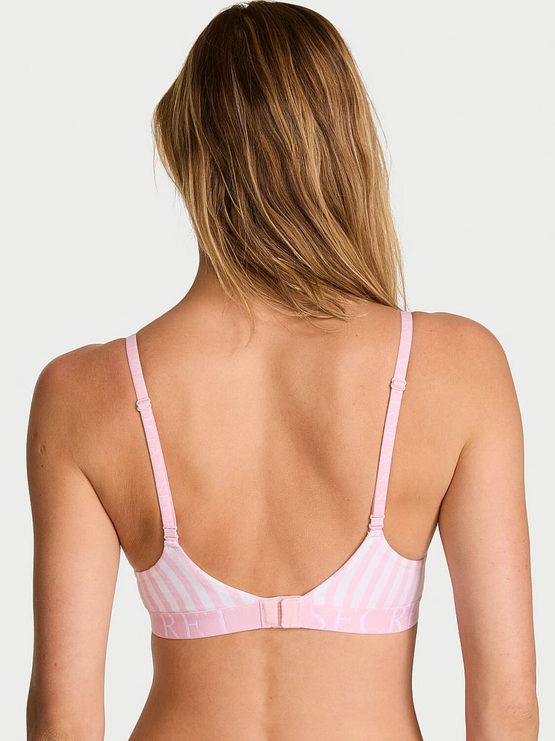 vs The T-Shirt Cotton Exploded Logo Lightly Lined Demi Bra Pretty Blossom Stripes 1 of 2 