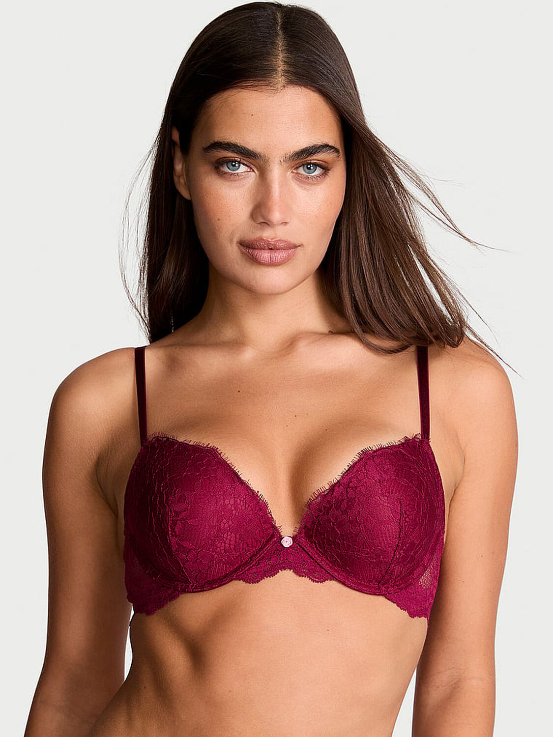 vs Dream Angels Lace Push-Up Bra Campari Red 1 of 4 