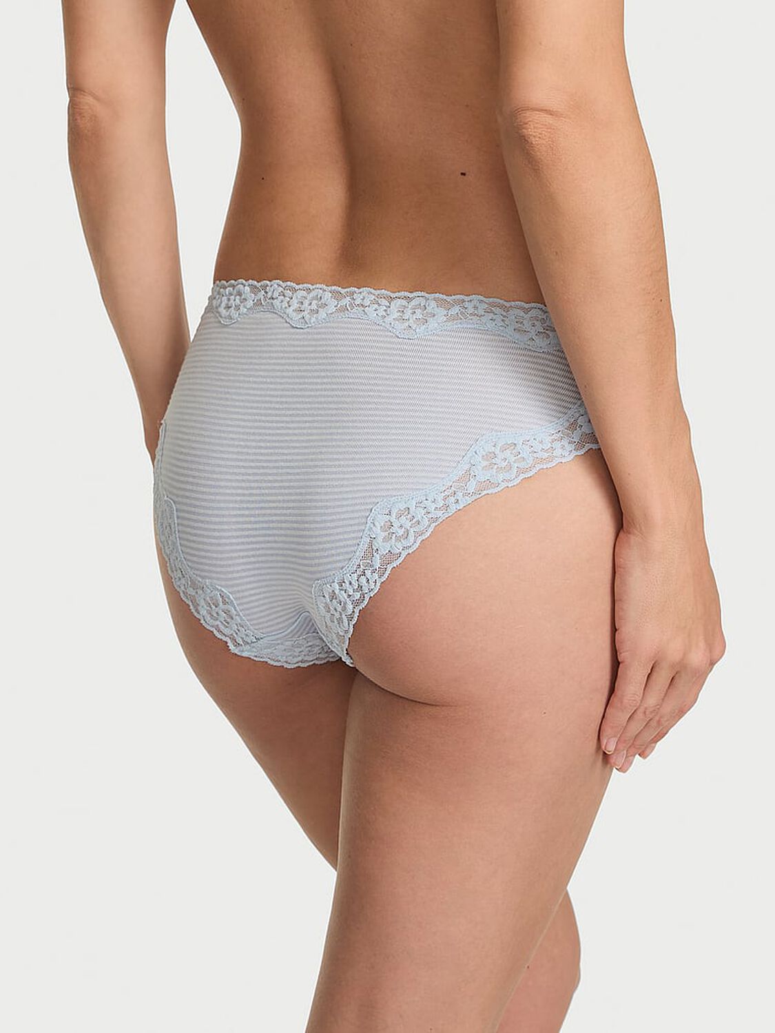vs The Lacie Cotton Shadow Stripe Lace-Waist Bikini Panty Palest Blue 2 of 2 