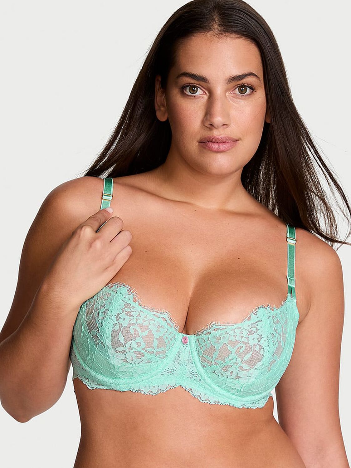 vs Dream Angels Wicked Unlined Lace Balconette Bra Waterfall 1 of 4 