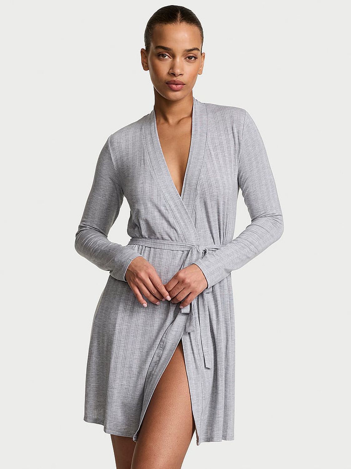 vs Victoria's Secret SoSoft&trade; Modal Ultra-Fine Short Robe Medium Heather Grey 1 of 3 
