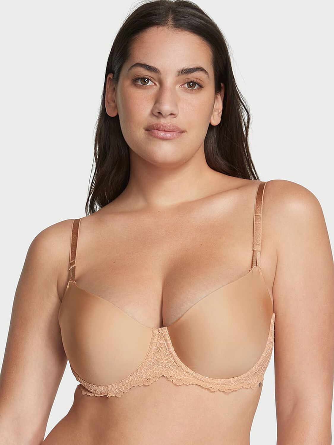 vs Dream Angels Wicked Unlined Smooth & Lace Balconette Bra Praline 1 of 3 