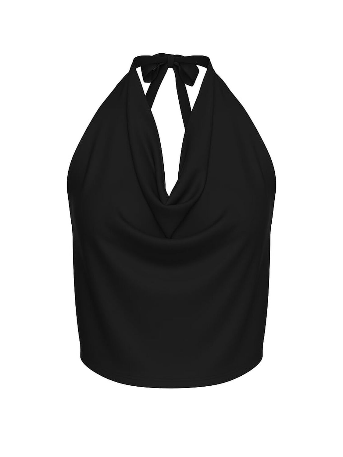 vs Victoria's Secret Swim Beachwear Mesh Cowl-Neck Halter Top Pure Black 3 of 4 