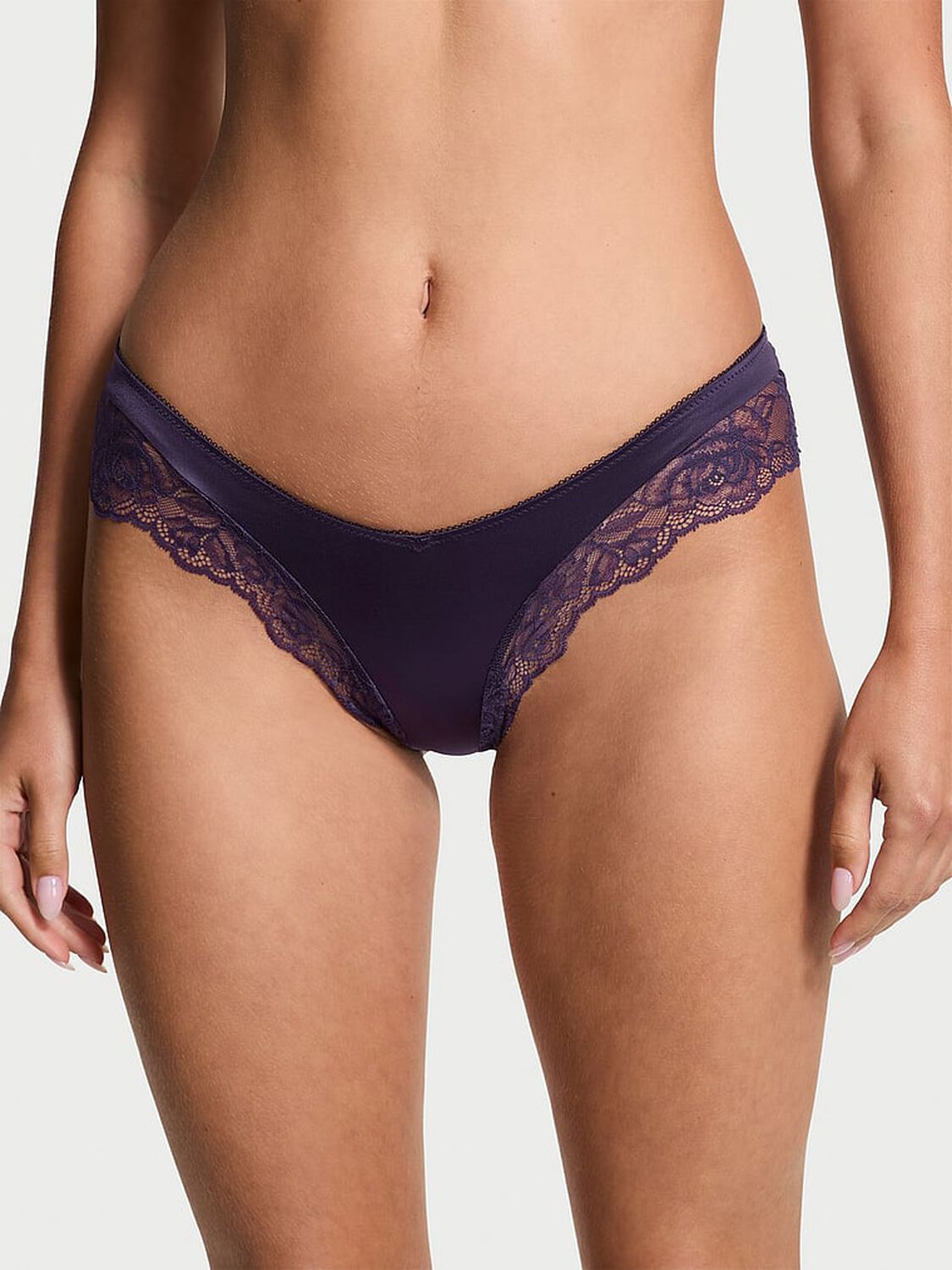 vs Very Sexy Rose Lace-Trim High-Leg Cheeky Panty Amethyst 1 of 3 