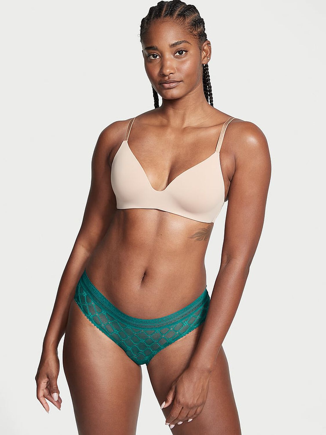 vs Cotton Logo Mesh Hiphugger Panty Spruce Green 2 of 3 