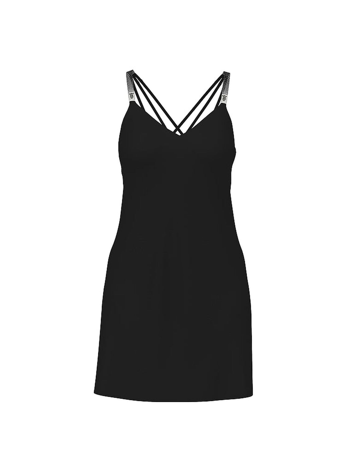 vs Very Sexy Scattered Shine Strap Satin Strappy-Back Slip Black 3 of 3 