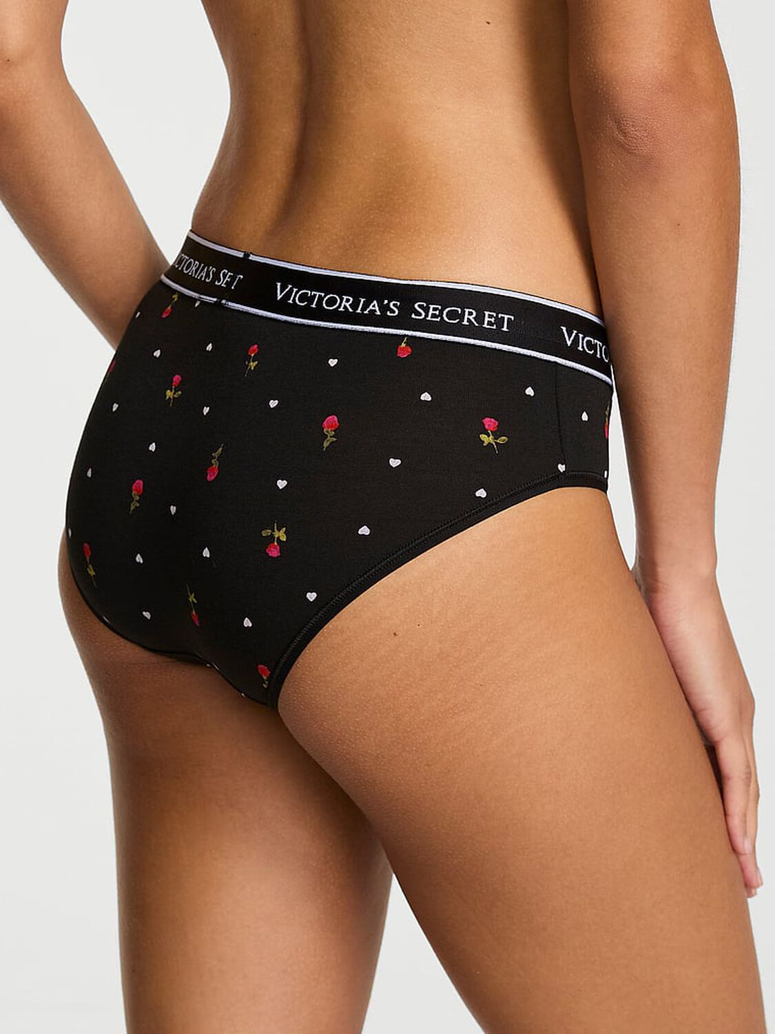 vs Cotton Logo Cotton Hiphugger Panty Black Rose Hearts 2 of 3 