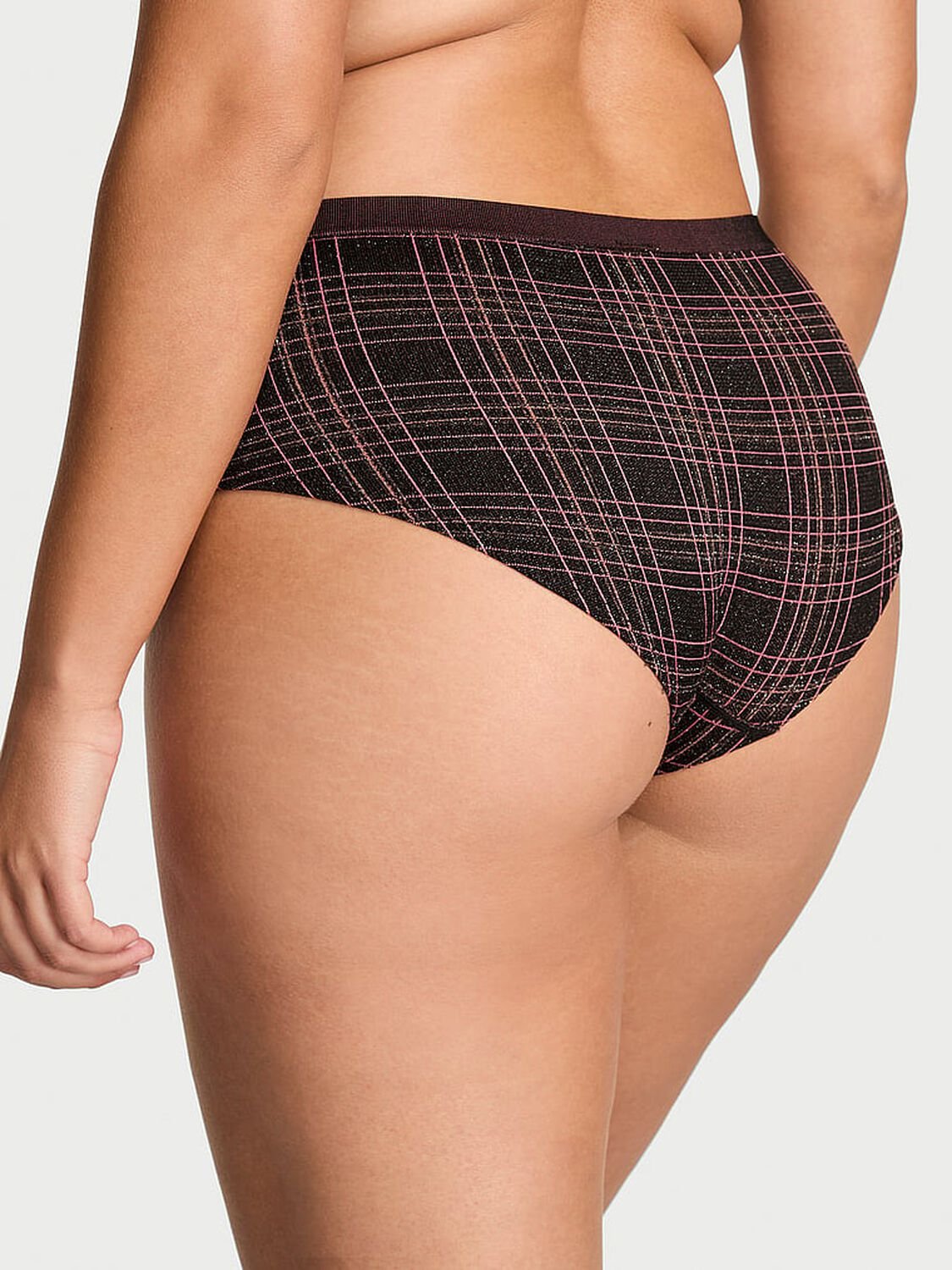 vs Seamless Seamless Shimmer Plaid Hiphugger Panty Black Shimmer Plaid 2 of 2 