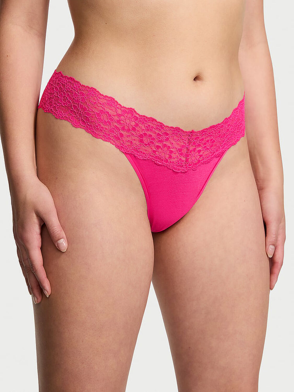 vs The Lacie Lace-Waist Cotton Thong Panty 1 of 4 
