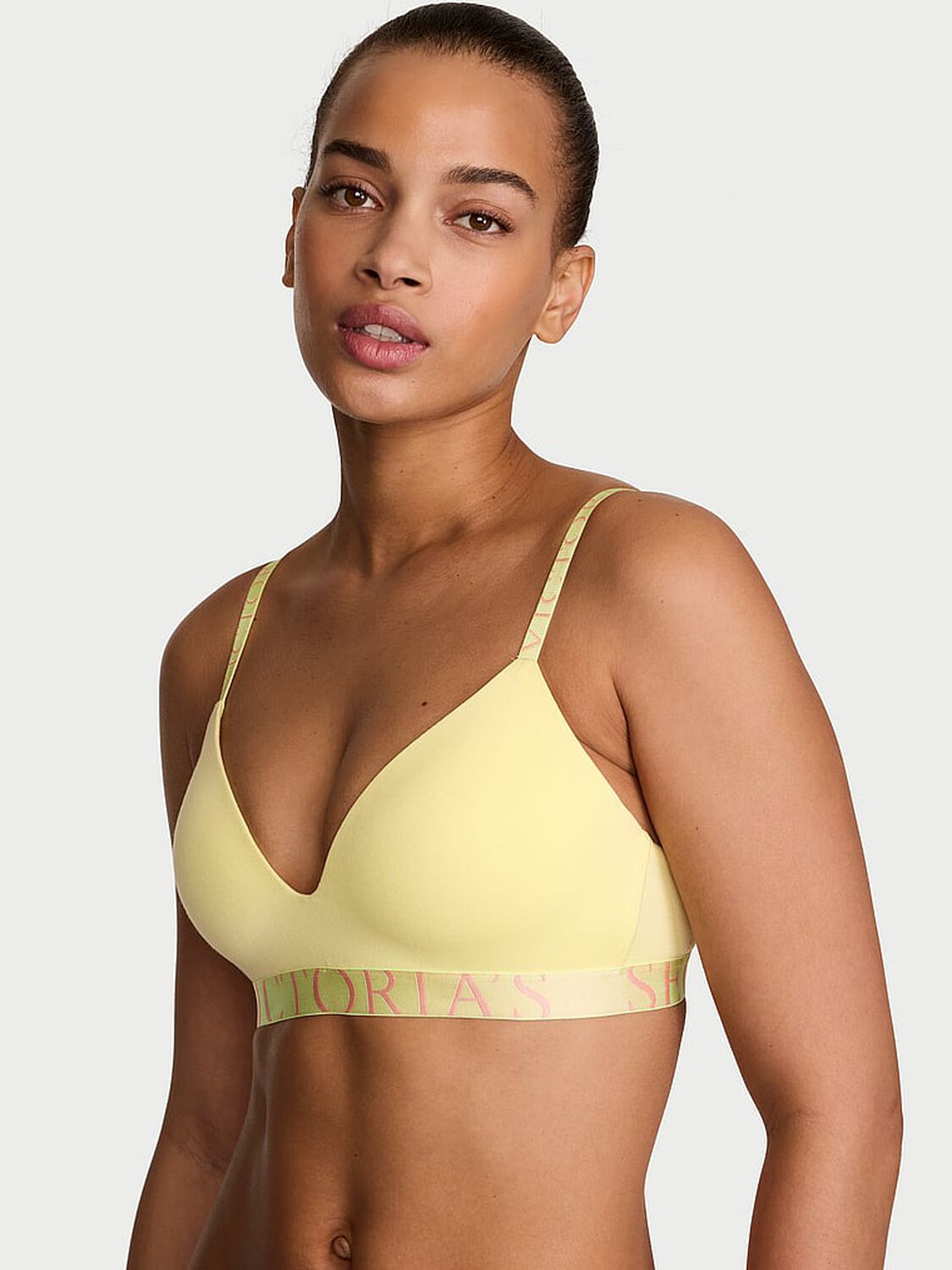 vs The T-Shirt Cotton Exploded Logo Lightly Lined Wireless Bra Lemonade 3 of 3 