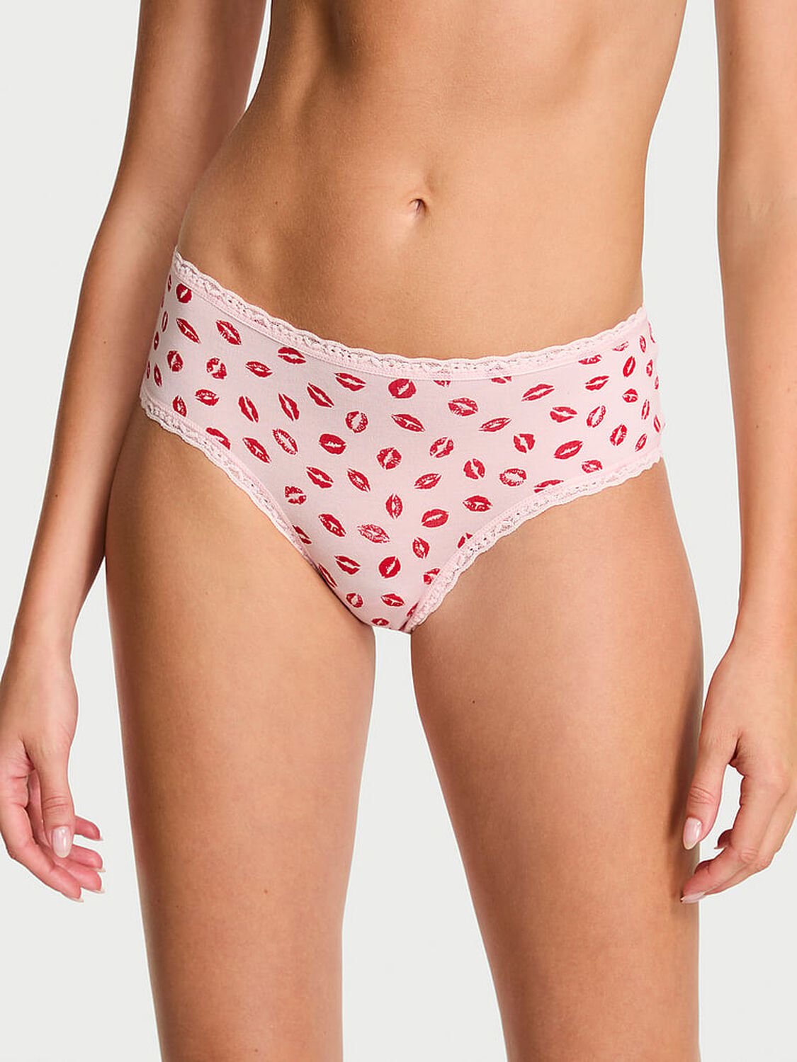 vs The Lacie Cotton Lace-Waist Cheeky Panty Angel Pink Lips 1 of 2 