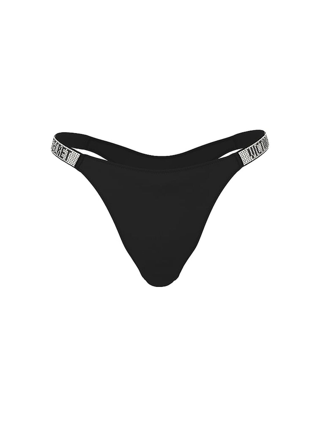 vs Very Sexy Logo Shine Strap Brazilian Panty Black 1 of 3 