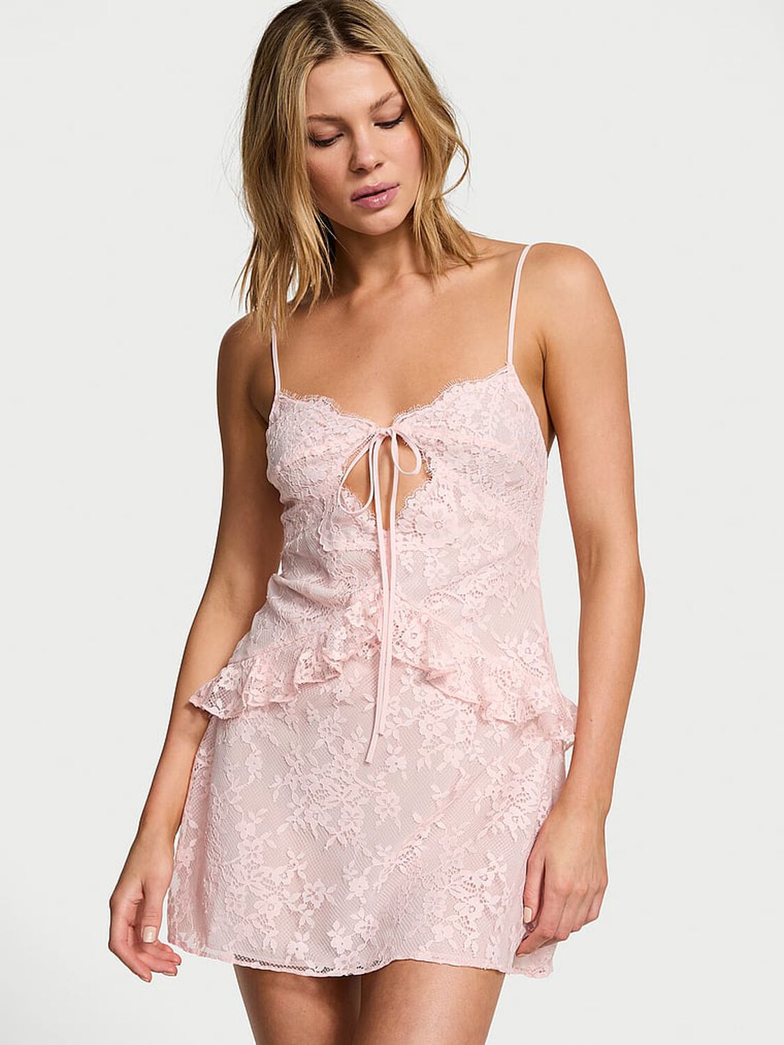 vs Victoria's Secret Dare to Dream Lace Flounce Mini Slip 1 of 4 