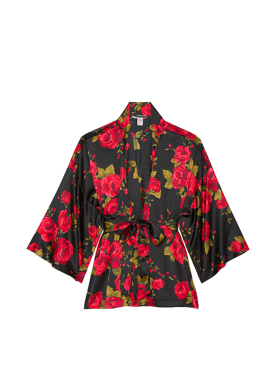 vs Victoria's Secret Red Rose Satin Bed Jacket Campari 3 of 4 