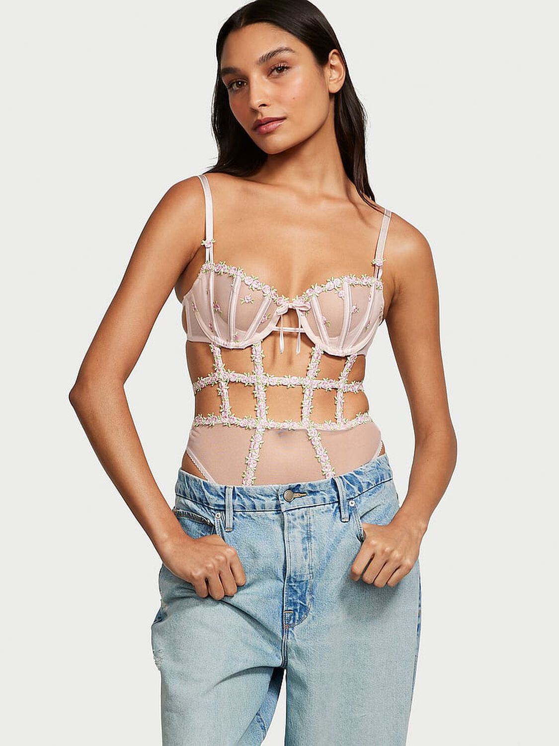 vs Very Sexy Wicked Unlined Rosebud Embroidery Teddy Pink Fizz 5 of 5 