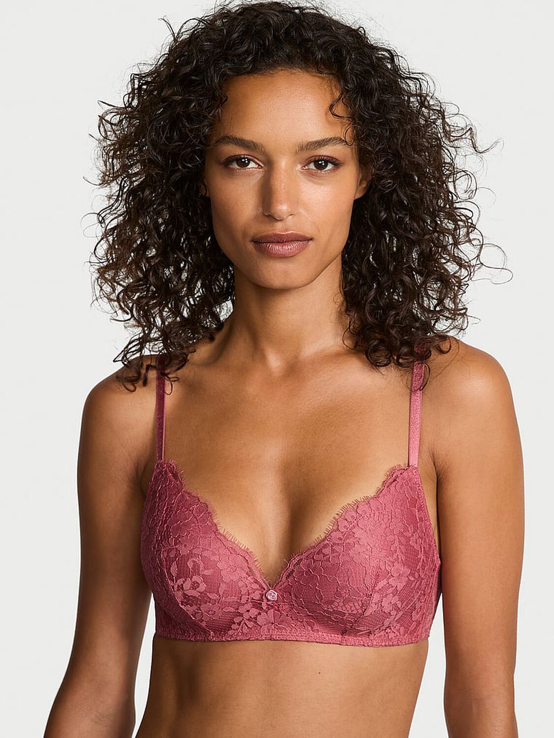 vs Dream Angels Lace Wireless Push-Up Bra Seductive Rose 1 of 3 