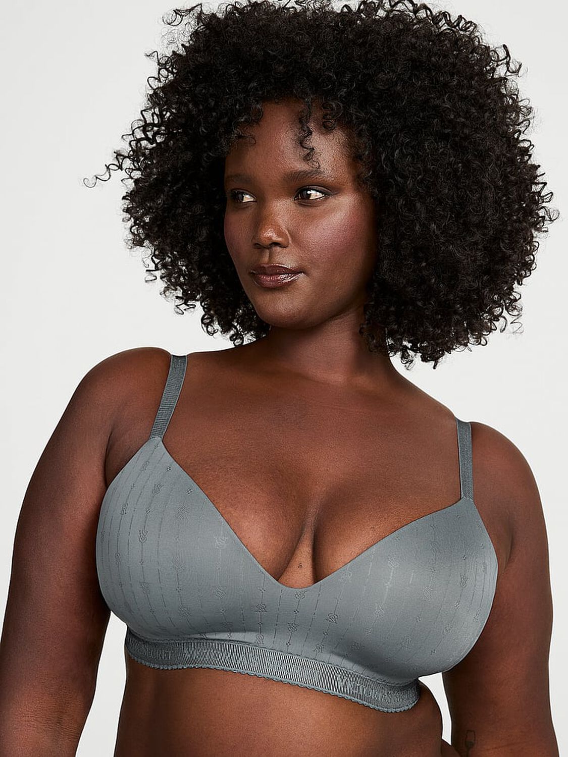 vs The T-Shirt Pointelle Logo Lightly Lined Wireless Bra Dark Steel 4 of 4 