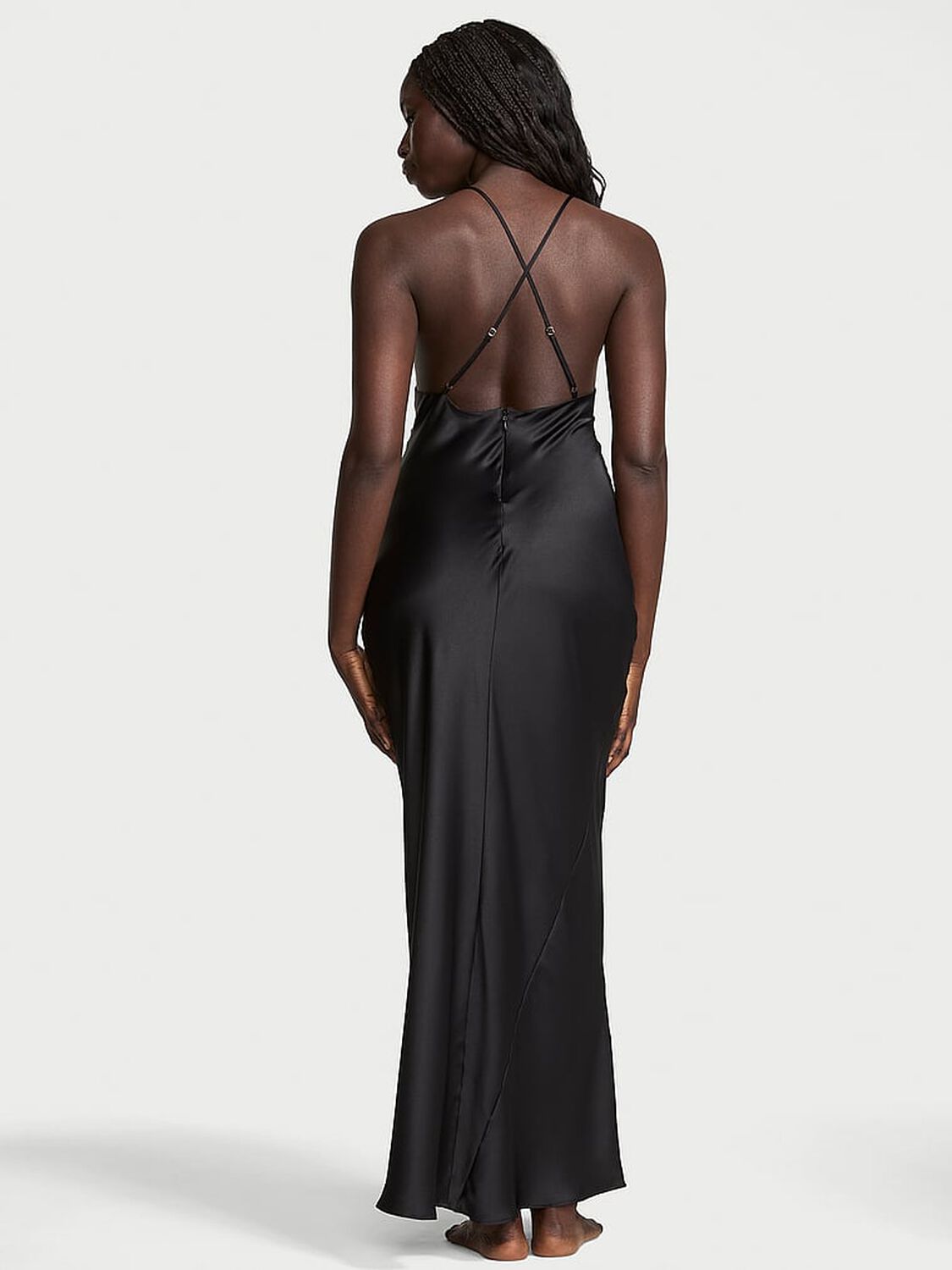 vs Victoria's Secret Sheer Rose Satin High-Neck Long Slip 2 of 4 