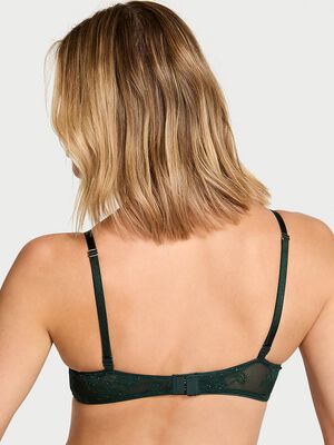 Rose Lace Shimmer Lightly Lined Plunge Demi Bra