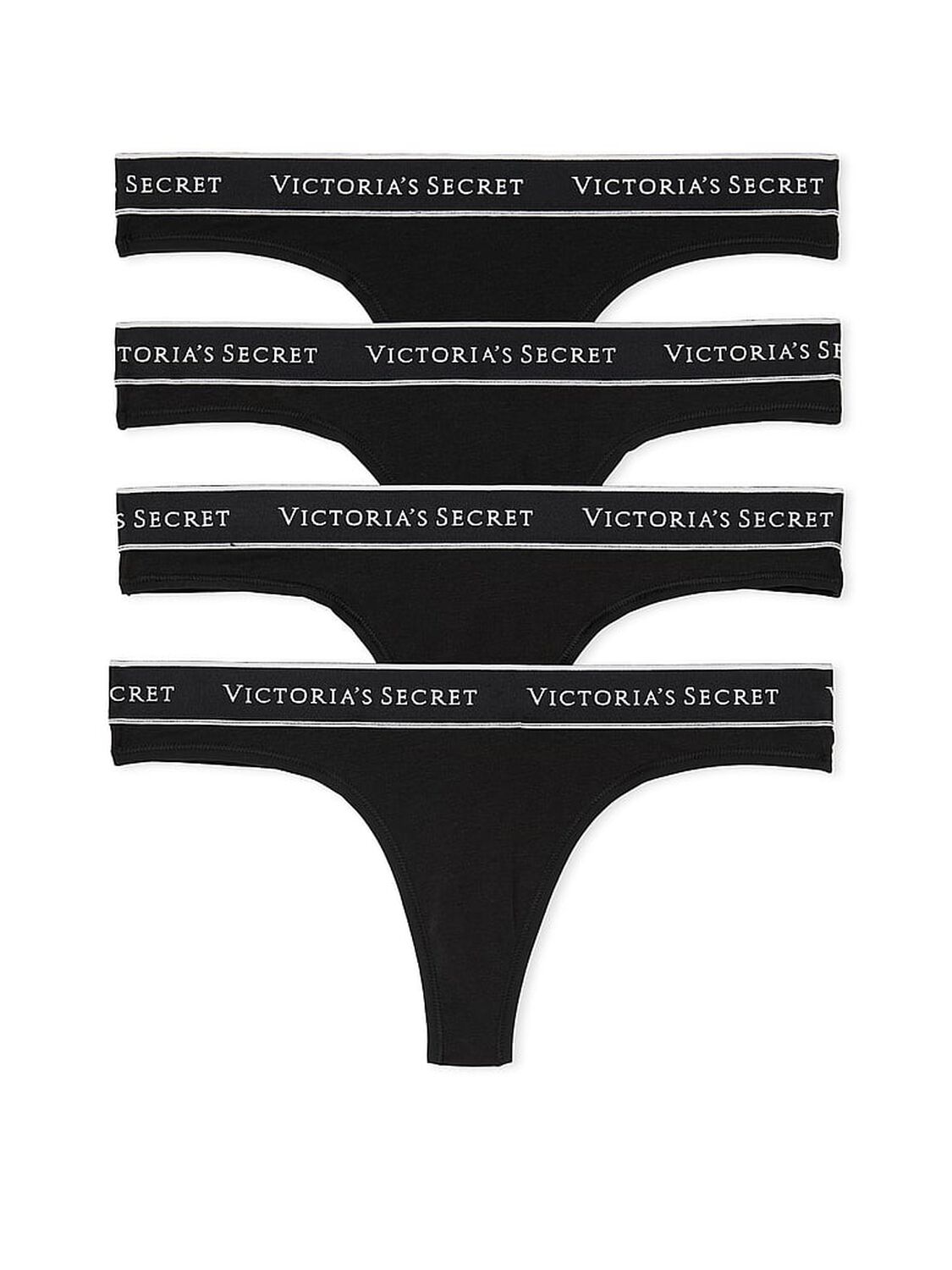 vs Victoria's Secret 4-Pack Logo Cotton Thong Panties Black 2 of 2 