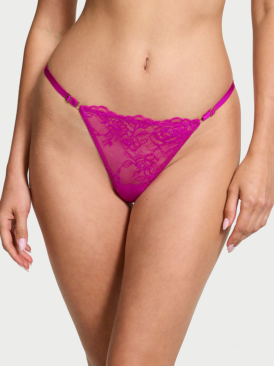 vs Very Sexy Rose Lace Adjustable V-String Panty Outrageous Pink 1 of 4 