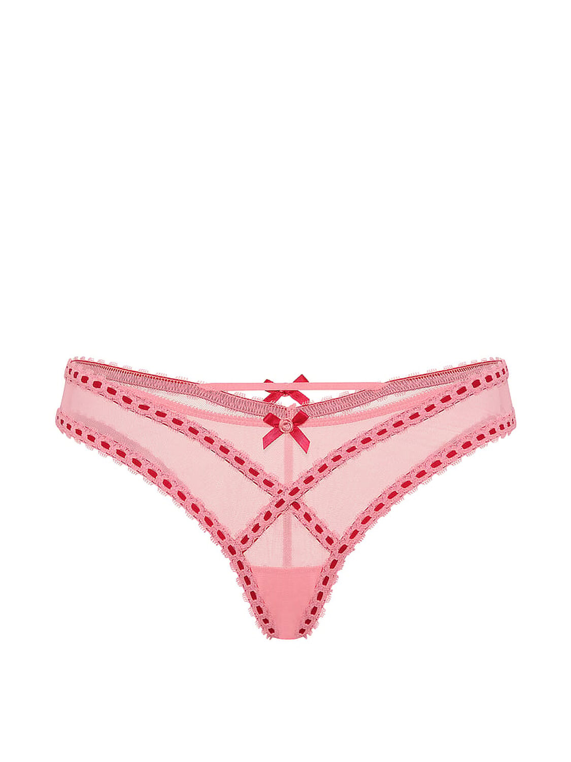 vs Dream Angels Ribbon Slot Mesh Brazilian Panty Wild Salmon 3 of 3 