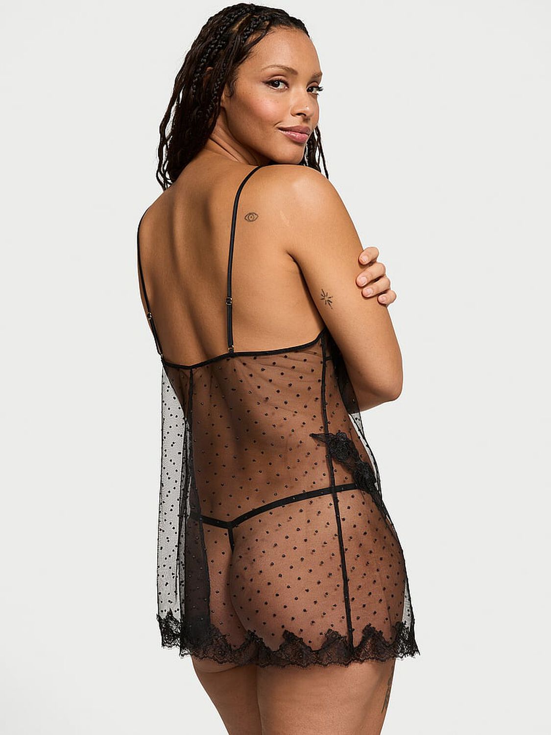 vs Very Sexy Sheer Rose Dot Babydoll Set 2 of 4 
