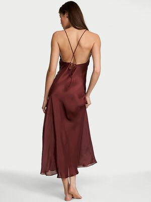 Luxe Sheer Satin Long Slip Dress