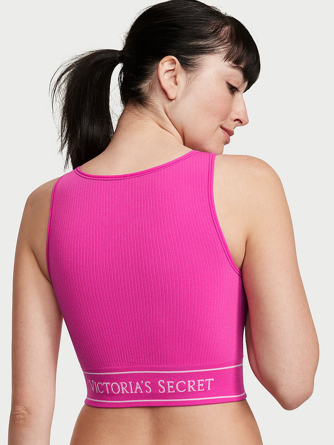 vs Victoria's Secret Seamless Wireless High-Neck Bra Fuchsia Frenzy 2 of 3 