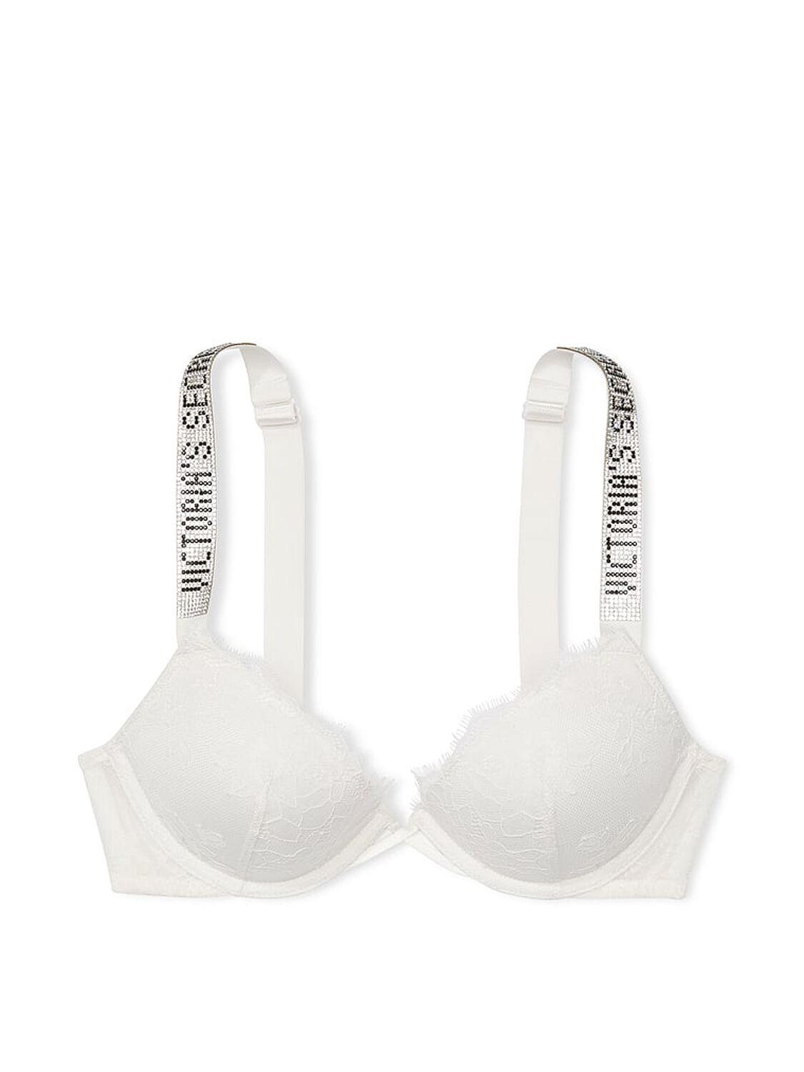 vs Very Sexy Shine Strap Rose Lace Lightly Lined Low-Cut Demi Bra Coconut White 3 of 3 