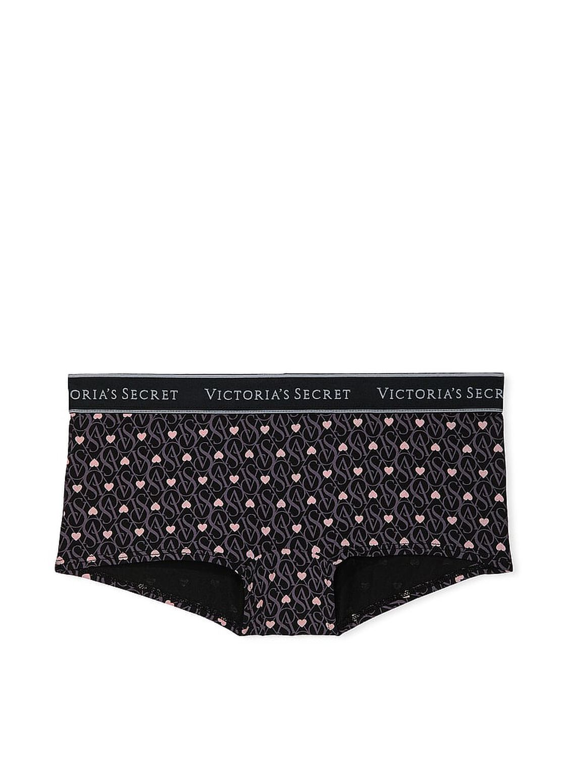 vs Cotton Logo Cotton Boyshort Panty Black Logo Hearts 3 of 4 