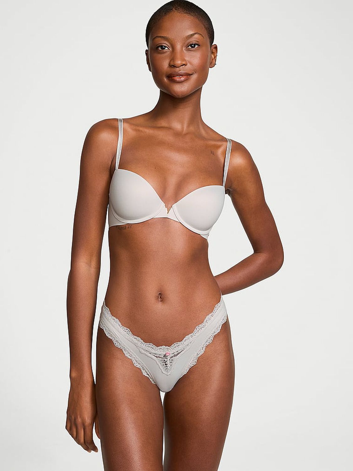 vs Dream Angels Lace-Trim Brazilian Panty Silver Pearl 4 of 4 