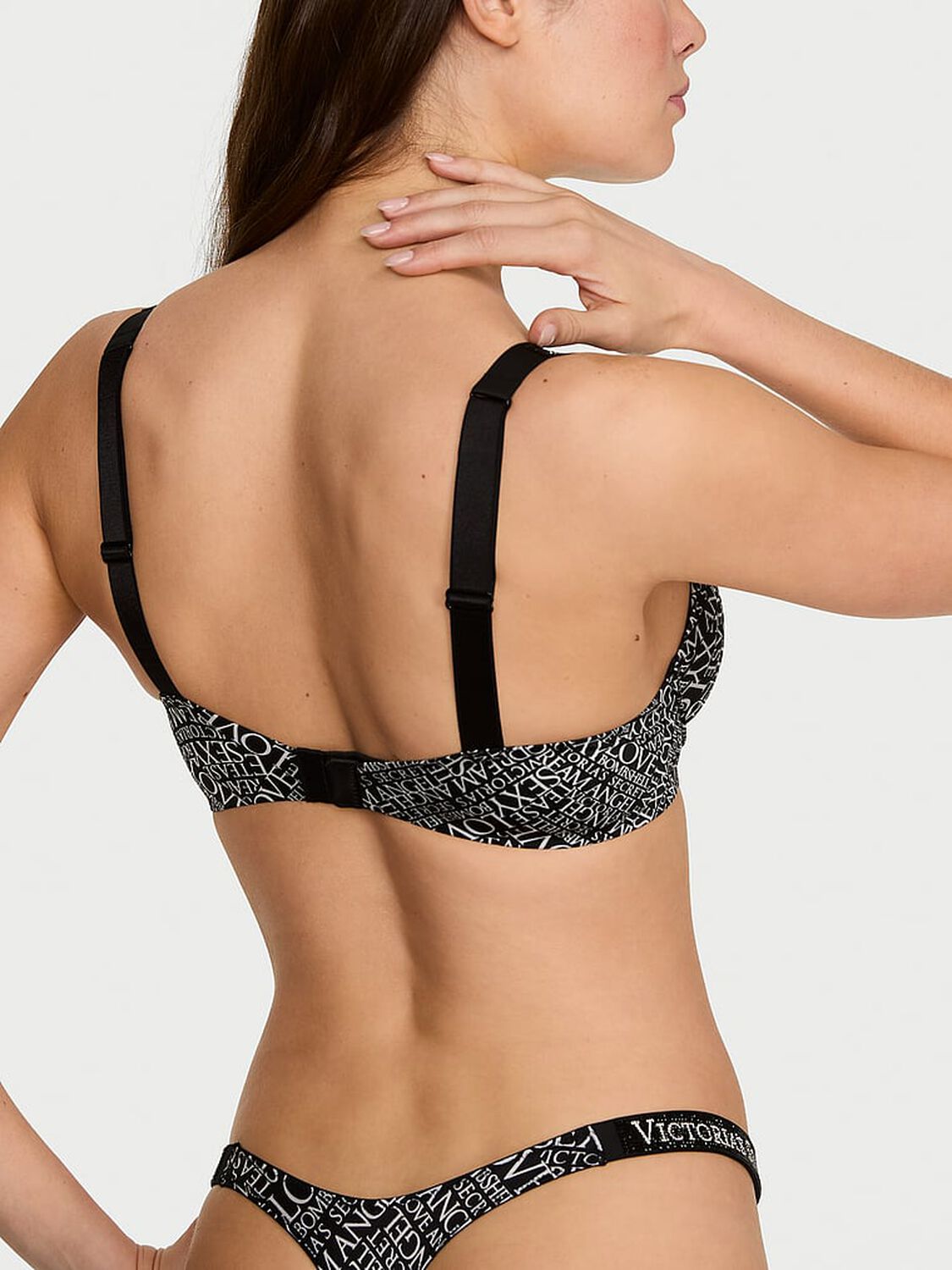 vs Very Sexy Logo Shine Strap Push-Up Bra Black Newspaper 2 of 3 
